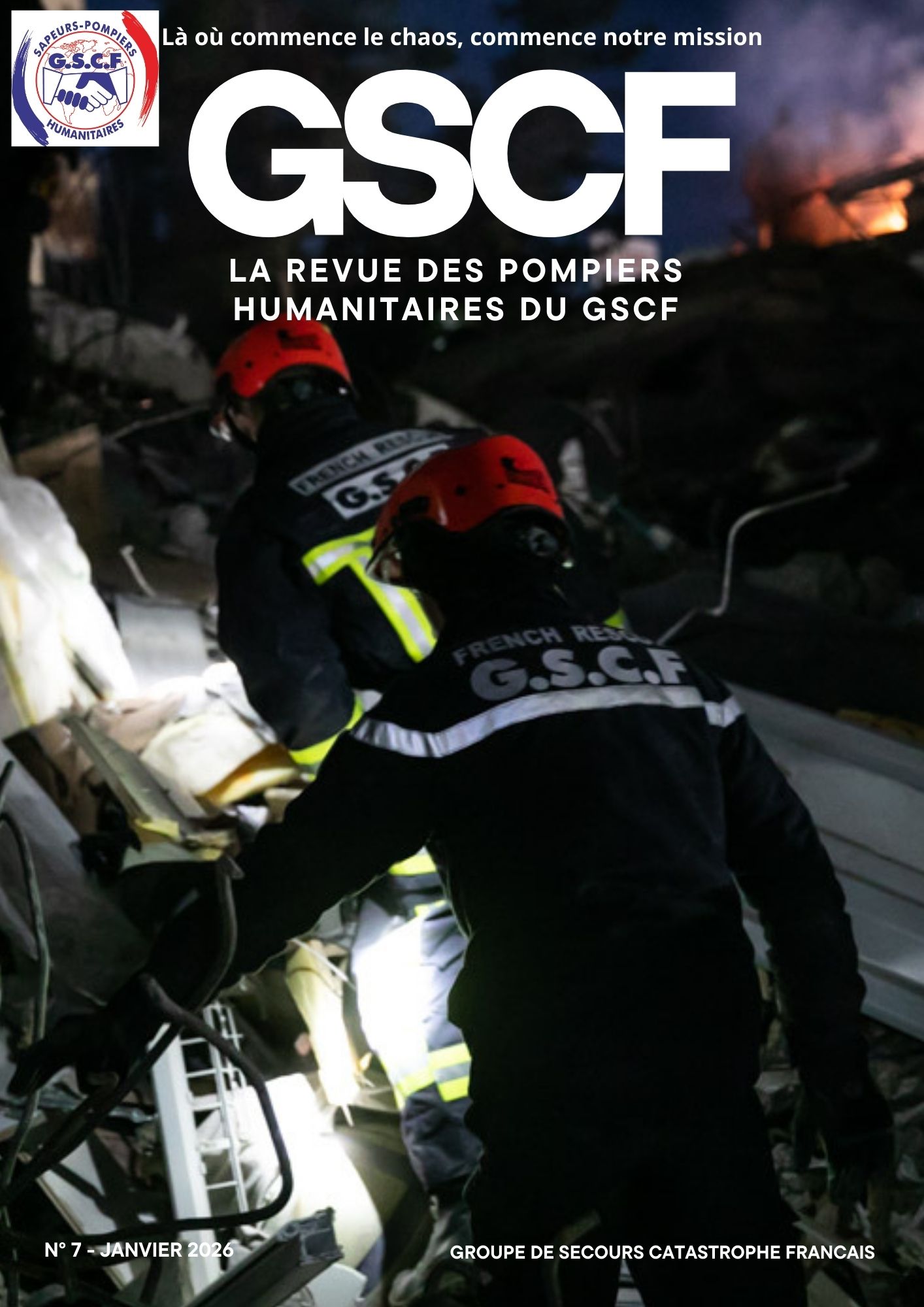 Couverture de la Revue des Pompiers Humanitaires du GSCF - Janvier / Février 2026