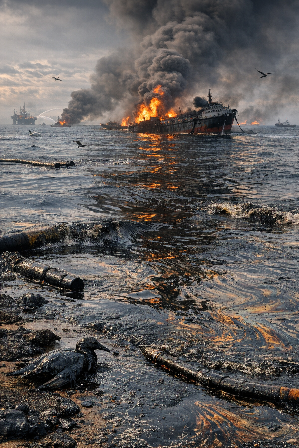 Illustration d'une marée noire dans le détroit d'Ormuz